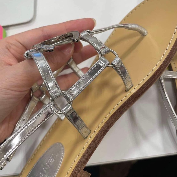 Chanel sandals - metallic silver size 37 - Picture 8 of 15